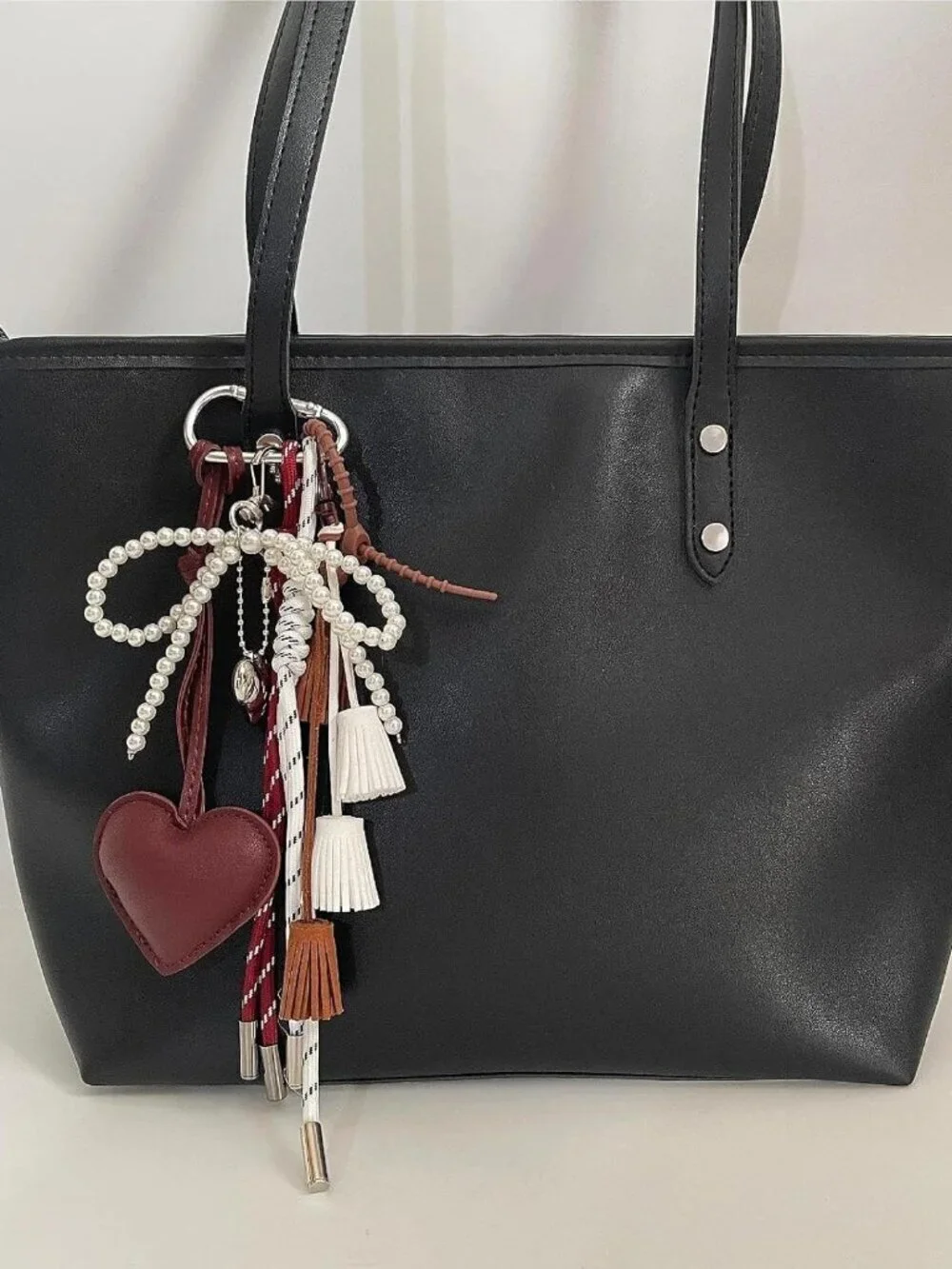 Heart Tassel Bow Beaded Braided Keychain Bag Charms for Handbag Purse Backpack A